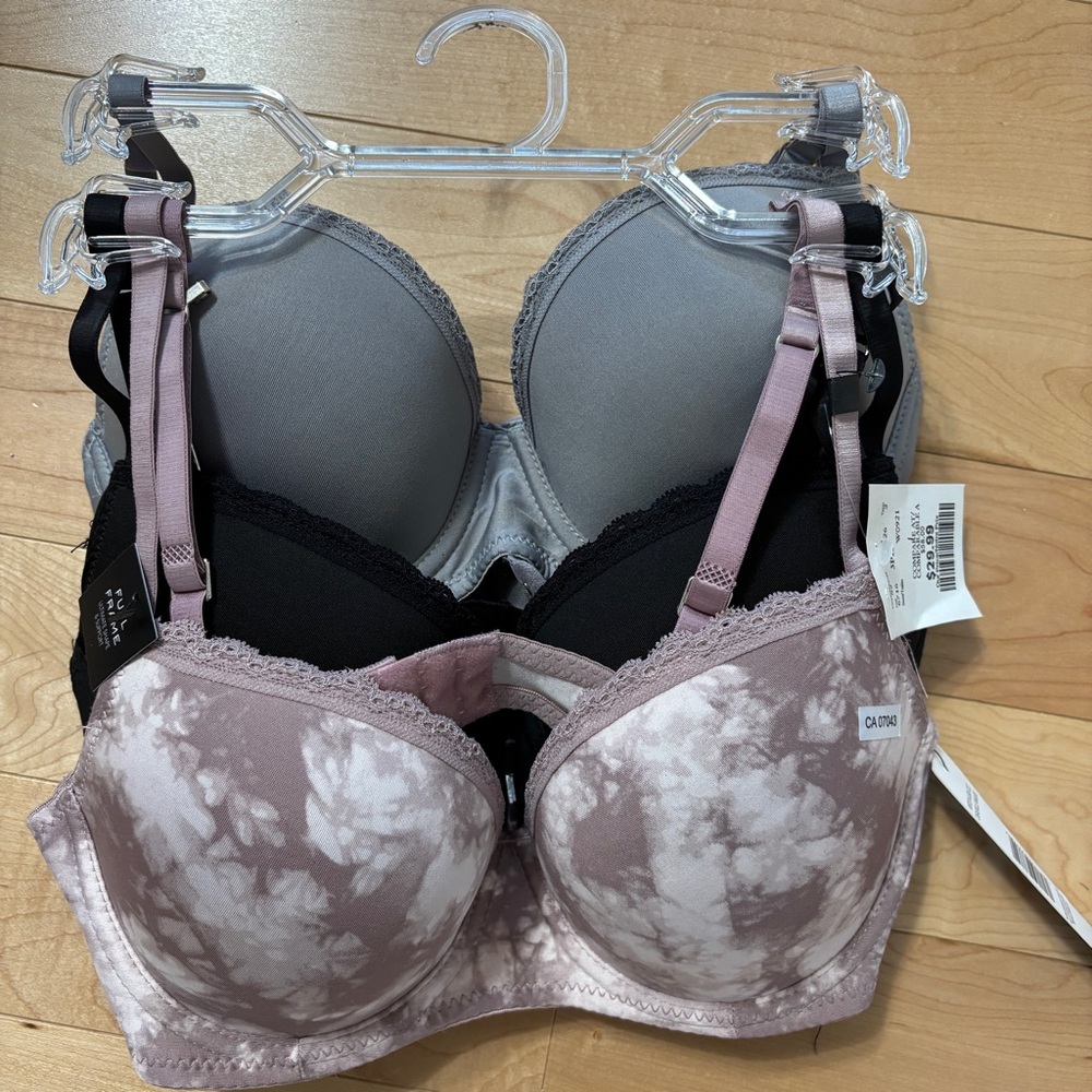 Tahari Black, Gray and Pink Molded Cup Bras